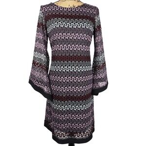 Gorgeous Emma‎ & Michele Women's Size M Purple Red Crochet Dress  Bell Sleeve